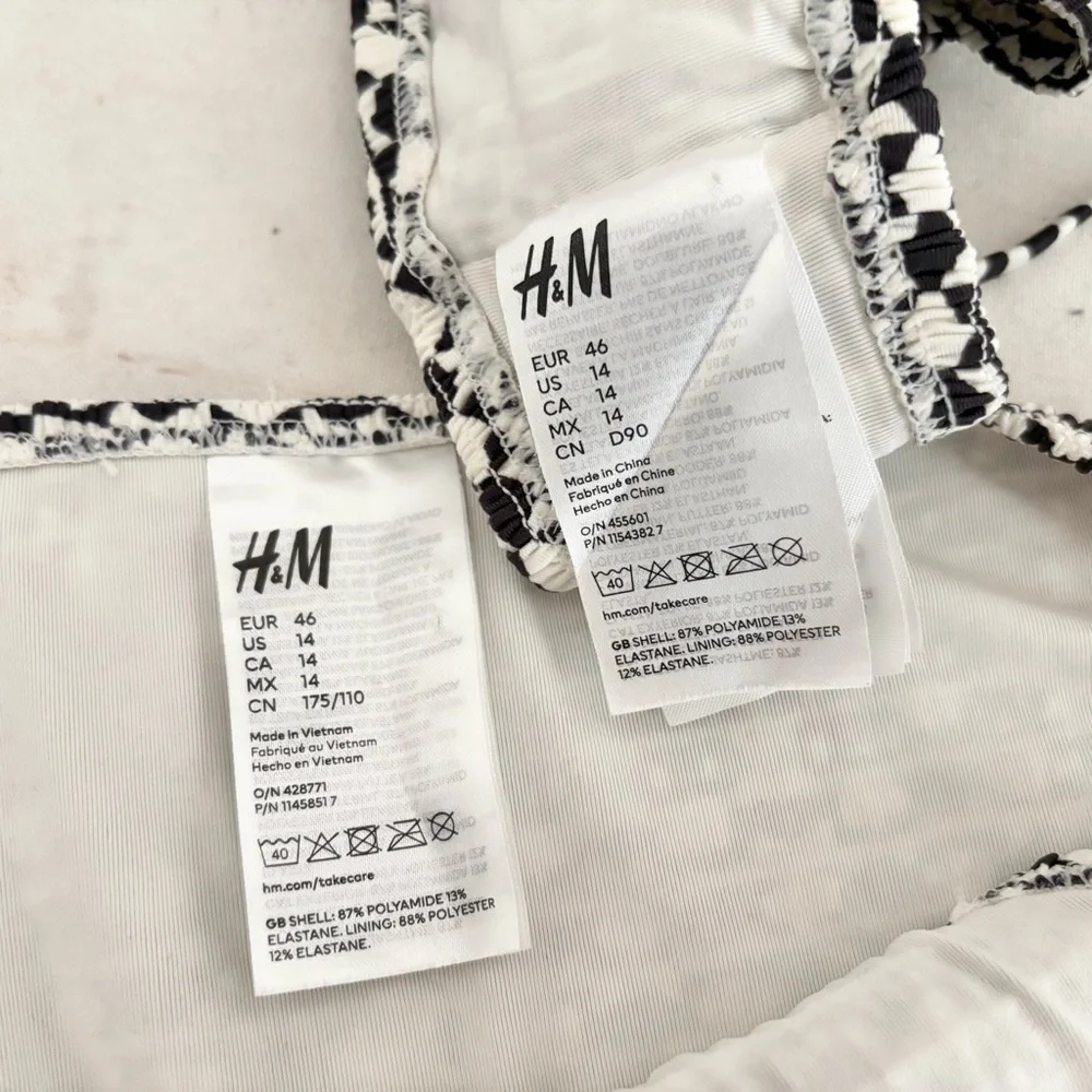 H&M Black White Geometric Bikini